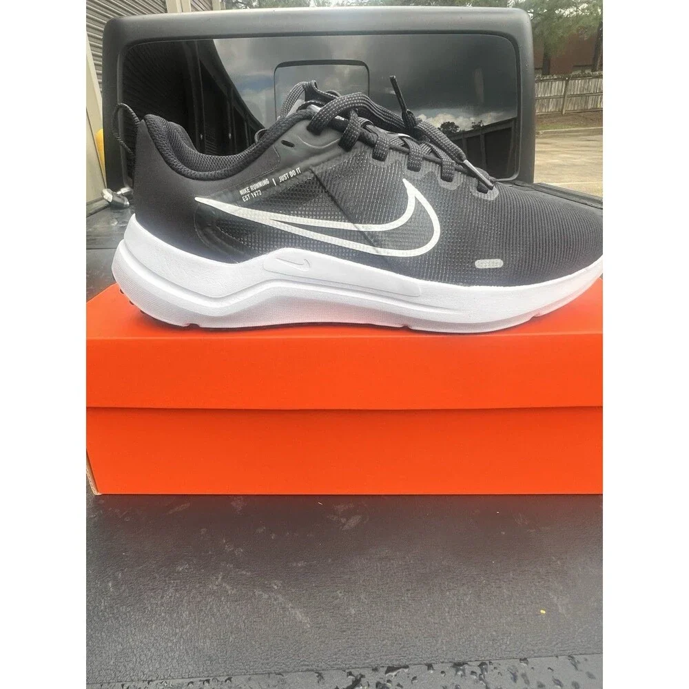Nike Downshifter 12 Black White Lace Up Running Shoes DD9294-001 Womens Size 8